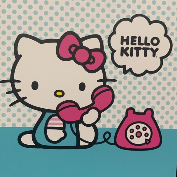 Sanrio Hello Kitty On Phone Blue Polka Dots 160 Lined Pages Spiral Notebook - Picture 2 of 9